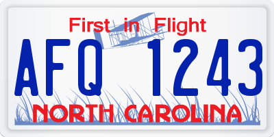 NC license plate AFQ1243