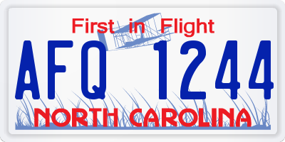 NC license plate AFQ1244