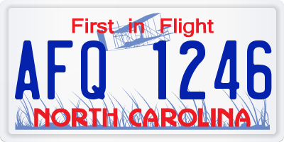 NC license plate AFQ1246