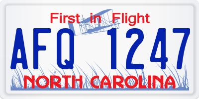 NC license plate AFQ1247