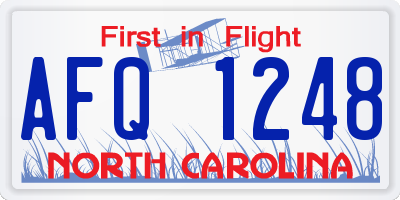 NC license plate AFQ1248