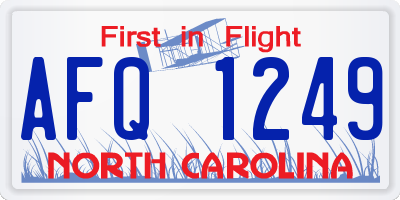 NC license plate AFQ1249