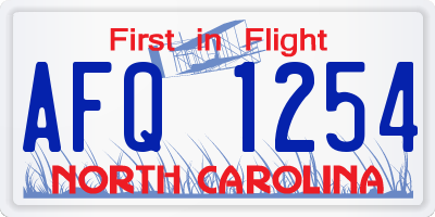 NC license plate AFQ1254