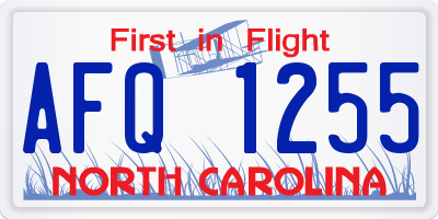 NC license plate AFQ1255