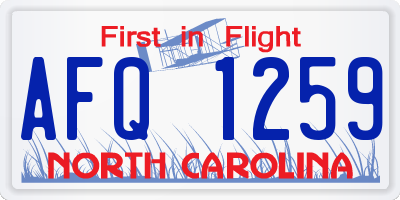 NC license plate AFQ1259