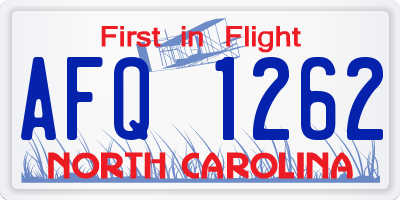 NC license plate AFQ1262