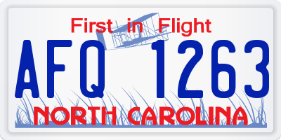 NC license plate AFQ1263
