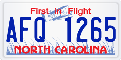 NC license plate AFQ1265