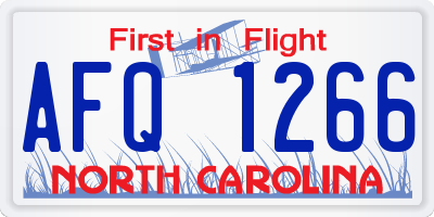 NC license plate AFQ1266