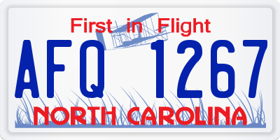 NC license plate AFQ1267