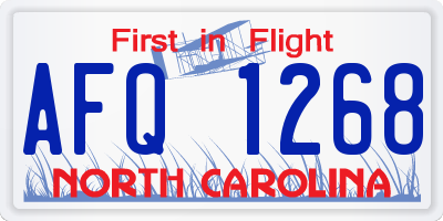 NC license plate AFQ1268