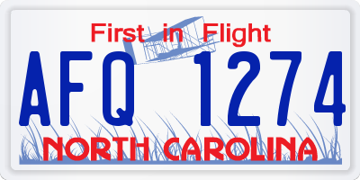NC license plate AFQ1274