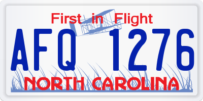 NC license plate AFQ1276