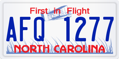 NC license plate AFQ1277