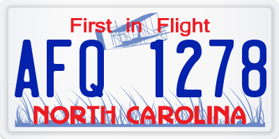 NC license plate AFQ1278