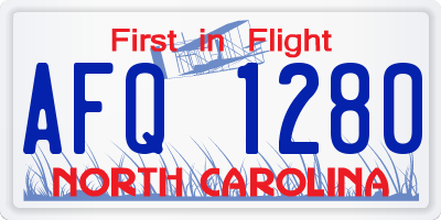 NC license plate AFQ1280