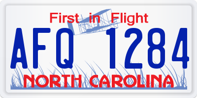 NC license plate AFQ1284