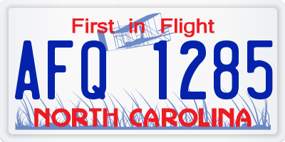 NC license plate AFQ1285
