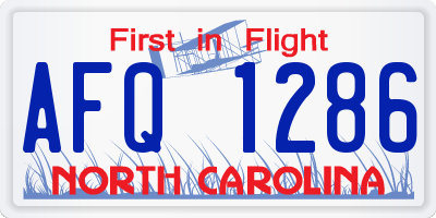 NC license plate AFQ1286