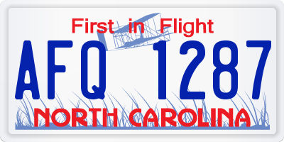 NC license plate AFQ1287