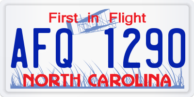 NC license plate AFQ1290