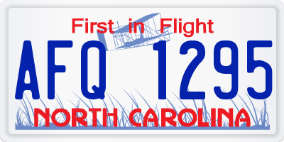 NC license plate AFQ1295