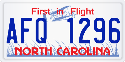 NC license plate AFQ1296