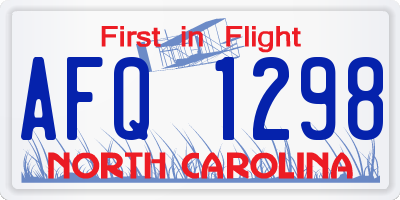 NC license plate AFQ1298