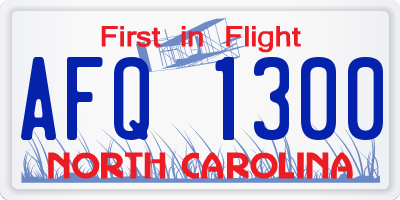 NC license plate AFQ1300