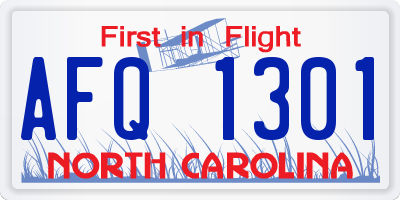 NC license plate AFQ1301