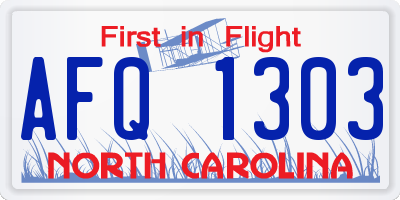 NC license plate AFQ1303