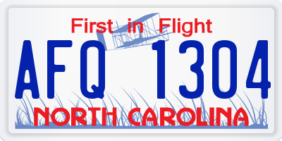 NC license plate AFQ1304