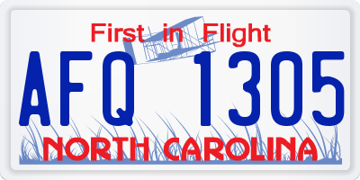 NC license plate AFQ1305