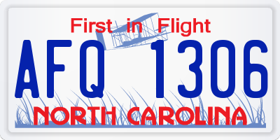 NC license plate AFQ1306