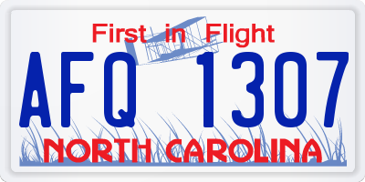 NC license plate AFQ1307