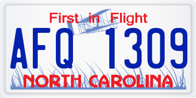 NC license plate AFQ1309