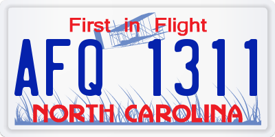 NC license plate AFQ1311