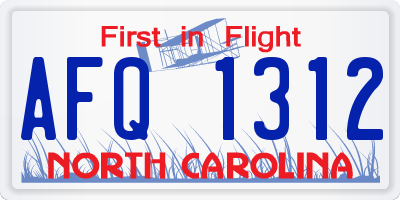 NC license plate AFQ1312