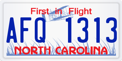 NC license plate AFQ1313