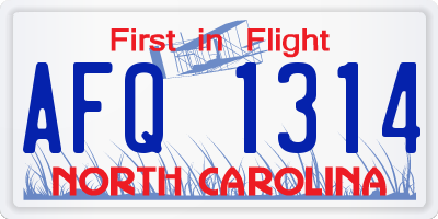 NC license plate AFQ1314