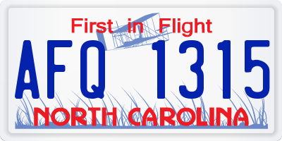 NC license plate AFQ1315