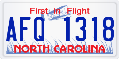 NC license plate AFQ1318