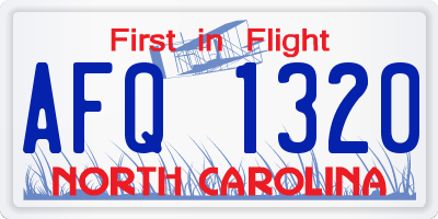 NC license plate AFQ1320