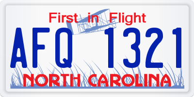 NC license plate AFQ1321