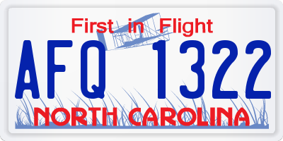 NC license plate AFQ1322