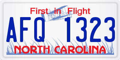 NC license plate AFQ1323