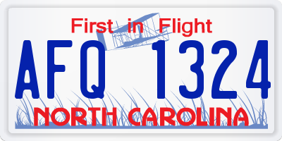 NC license plate AFQ1324