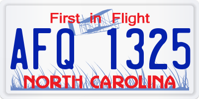 NC license plate AFQ1325