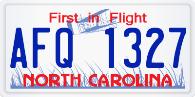 NC license plate AFQ1327
