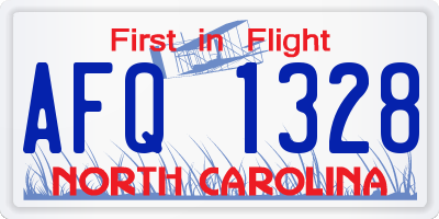 NC license plate AFQ1328